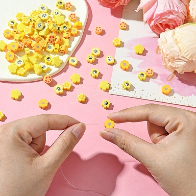 6 Styles Handmade Polymer Clay Beads CLAY-YW0001-95-1