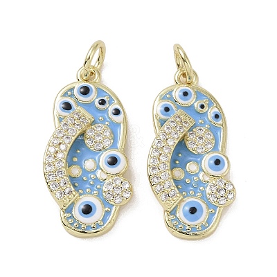 Golden Brass Micro Pave Cubic Zirconia Pendants KK-L209-073G-03-1