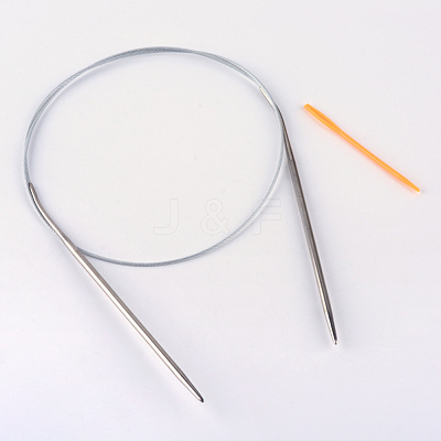 Steel Wire Stainless Steel Circular Knitting Needles and Random Color Plastic Tapestry Needles TOOL-R042-800x4mm-1