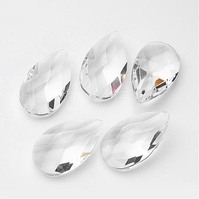 Faceted Teardrop Glass Pendants X-GLAA-R149-01-1