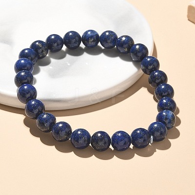 Natural Lapis Lazuli Bead Stretch Bracelets X-BJEW-K212-B-047-1