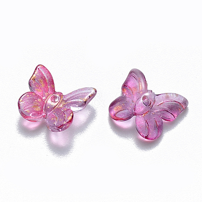 Two Tone Transparent Spray Painted Glass Charms GLAA-T016-22A-1