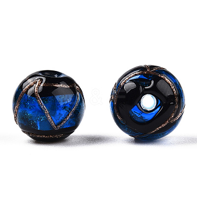Handmade Gold Sand Lampwork Beads LAMP-T019-8mm-1