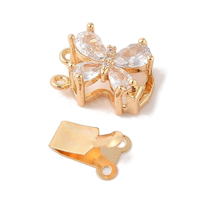 Golden Brass Micro Pave Cubic Zirconia Box Clasps KK-B100-038G-1