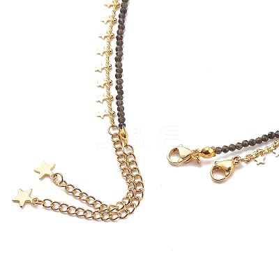 2Pcs 2 Style 304 Stainless Steel Moon & Star Pendant Necklaces Set NJEW-JN04030-1