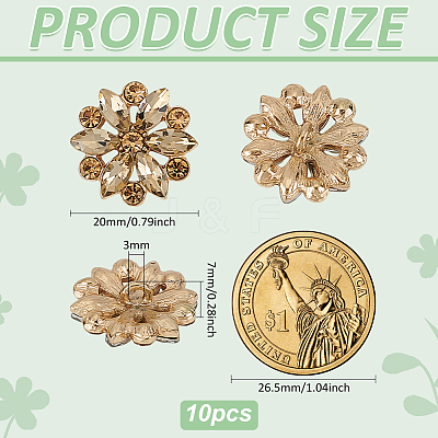 10Pcs Alloy Rhinestone Shank Buttons BUTT-FG0001-41B-1