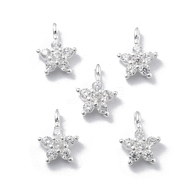 925 Sterling Silver Micro Pave Clear Cubic Zirconia Star Charms STER-D302-04B-S-1