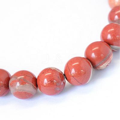 Natural Red Jasper Round Bead Strands G-E334-8mm-27-1