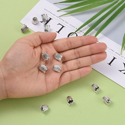 Cadmium Free & Lead Free Antique Silver Tibetan Style Flower Bead Caps X-TIBEB-00864-AS-R-1