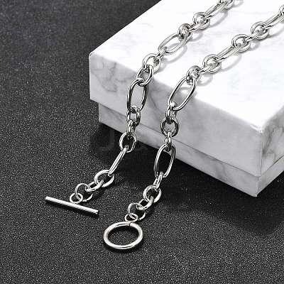 Non-Tarnish Unisex 304 Stainless Steel Figaro Chain Necklaces NJEW-H215-03P-1
