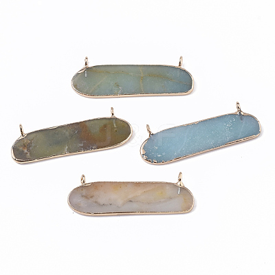 Edge Golden Plated Natural Flower Amazonite Pendants G-T131-05A-1