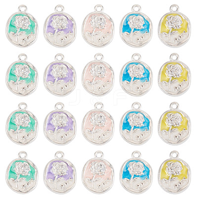 50Pcs 5 Colors Alloy Pendants ENAM-TA0003-93P-1