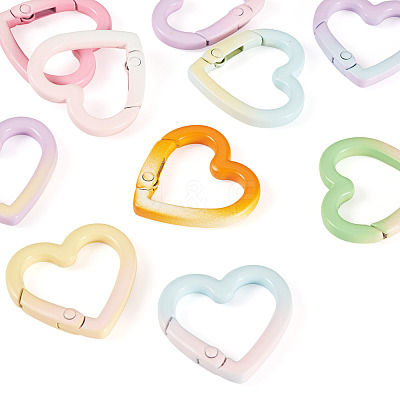 10Pcs 10 Colors Baking Paint Alloy Spring Gate Rings FIND-TA0009-95-1
