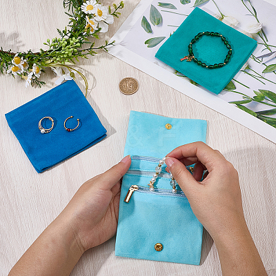 3Pcs 3 Colors Folding Velvet Jewelry Storage Bags for Earrings Rings Bracelets ABAG-CN0001-69C-1