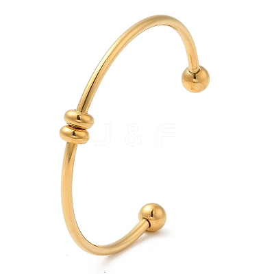Screw End Ball 304 Stainless Steel Open Cuff Bangles BJEW-G677-01G-1