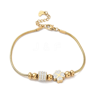 European Style Polymer Clay Rhinestones & 201 Stainless Steel Beaded Bracelets BJEW-G765-01G-02-1