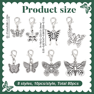Butterfly Tibetan Style Alloy Pendant Decorations HJEW-HY00129-1
