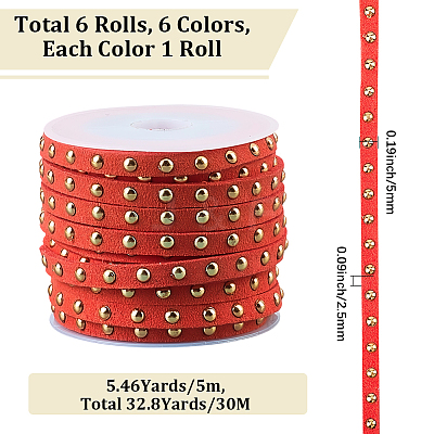 CALFOVERA 6 Rolls 6 Colors Faux Suede Cord LW-CL0001-02C-1