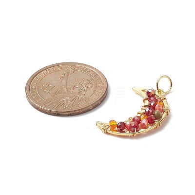 Glass Bead Moon Pendants PALLOY-JF02019-1