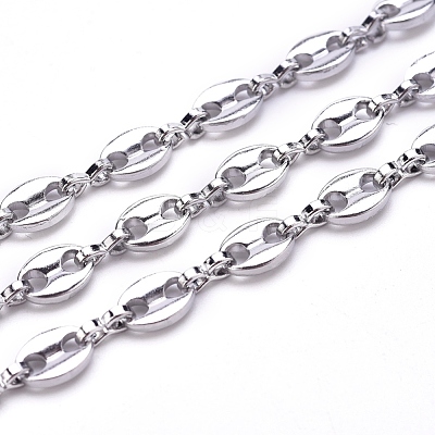 Non-Tarnish 3.28 Feet 304 Stainless Steel Coffee Bean Chains X-CHS-G011-14P-1