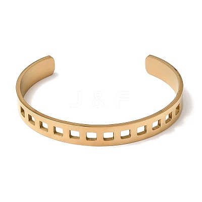 304 Stainless Steel Cutout Cuff Bangles for Women BJEW-H644-11G-1