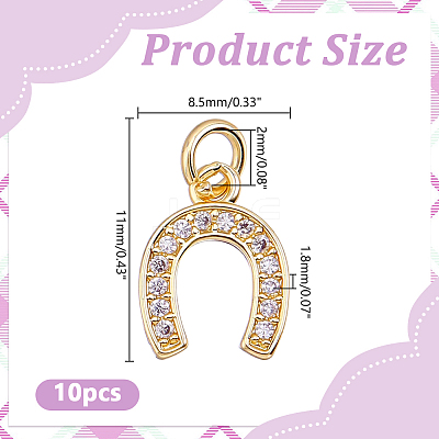 10Pcs Brass Micro Pave Cubic Zirconia Pendants KK-HY0004-47-1