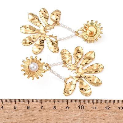304 Stainless Steel & Plastic Imitation Pearl Dangle Earrings EJEW-T054-08G-1