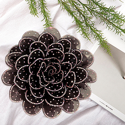 Flower Cloth Rhinestone Broochs JEWB-WH20009-06P-02-1