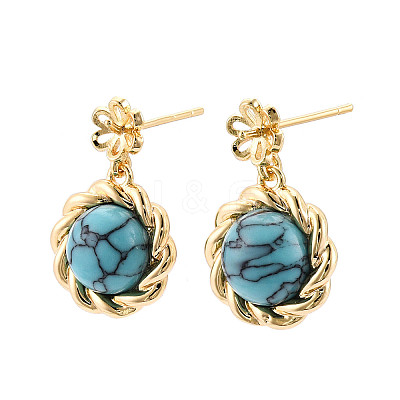 Brass & Synthetic Turquoise Stud Earring Findings KK-N258-18G-1