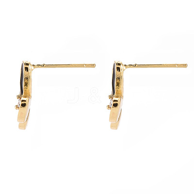 Brass Micro Pave Clear Cubic Zirconia Stud Earrings EJEW-S210-015C-NR-1
