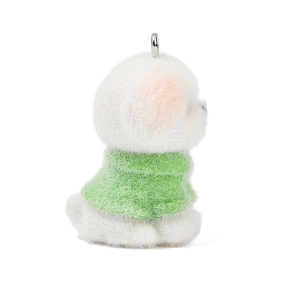 Animal Theme Flocky Opaque Resin Pendants RESI-H042-01P-02-1
