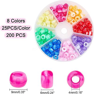 200Pcs 8 Colors Acrylic European Beads MACR-FH0001-05-1