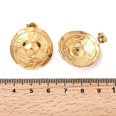 304 Stainless Steel Hammered Textured Flat Round Stud Earrings EJEW-K268-50G-1