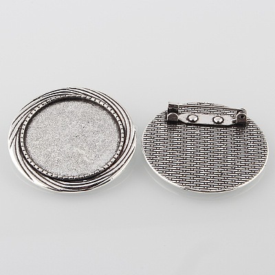 Vintage Alloy Brooch Cabochon Bezel Settings PALLOY-O038-36AS-1