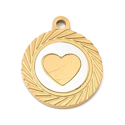 Natural White Shell Flat Round Charms STAS-P431-29G-01-1