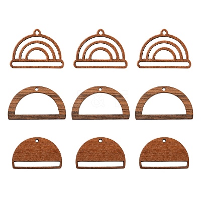 18Pcs 3 Style Walnut Wood Pendants WOOD-LS0001-43-1