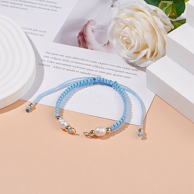 Half Finished Polyester Braided Pearl Bracelet AJEW-JB01128-03-1