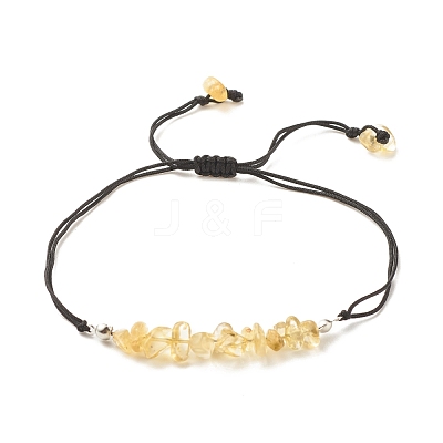 Natural Citrine(Dyed & Heated) Chips Braided Bead Bracelet BJEW-JB08019-11-1