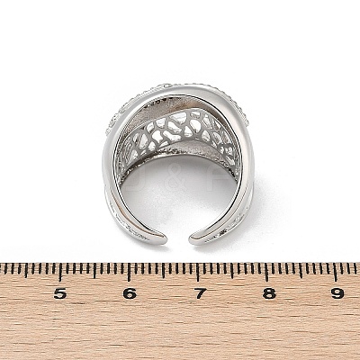 Brass Micro Pave Clear Cubic Zirconia Open Cuff Rings for Women RJEW-A059-05P-1