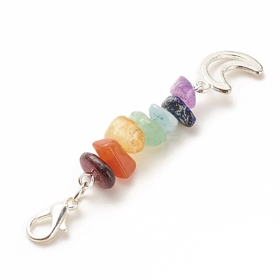 Chakra Theme Natural Gemstone Pendant Decorations HJEW-JM00645-02-1