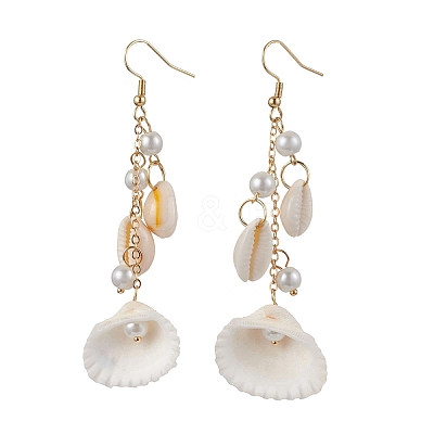304 Stainless Steel Shell Shape Dangle Earrings EJEW-JE06382-1