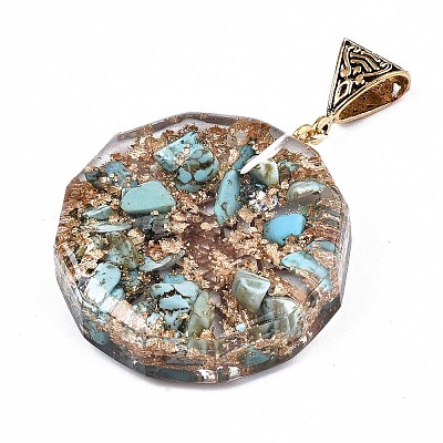 Transparent Epoxy Resin Spiritual Geometric Pendants RESI-T049-01-1
