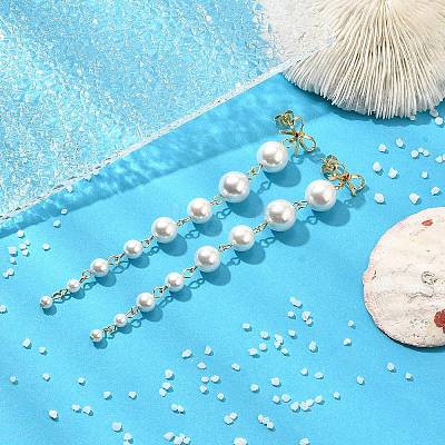 Shell Pearl Round Stud Earrings for Women EJEW-JE06195-02-1