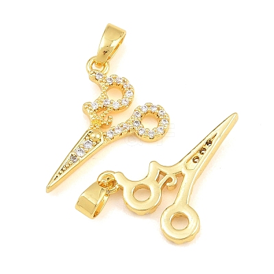 Brass Micro Pave Clear Cubic Zirconia Pendants CU-CBA9AB3-19G-1