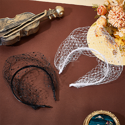 2Pcs 2 Styles Cloth Mesh Veil Headband MRMJ-GA0001-25-1