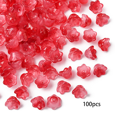 100Pcs Transparent Two Tone Spray Painted Glass Bead Caps GLAA-YW0005-18C-1
