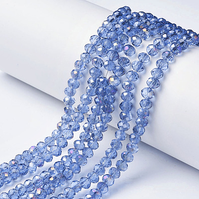 Electroplate Transparent Glass Beads Strands X-EGLA-A034-T6mm-F19-1