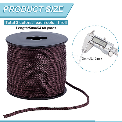 2 Rolls 2 Colors Nylon Braided Cords NWIR-PH0002-32-1