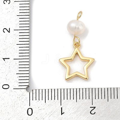 Natural Cultured Freshwater Pearl & Brass Pendants KK-U062-06G-1