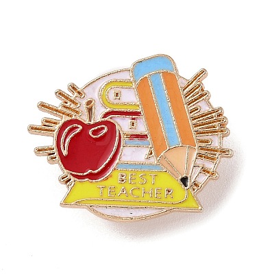 Teacher's Day Theme Rack Plating Light Gold Alloy Brooches JEWB-Z016-01KCG-05-1